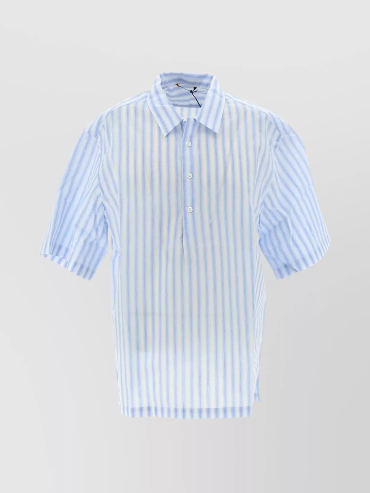 Shop Barena Venezia Striped Short Sleeve Shirt With Curved Hem