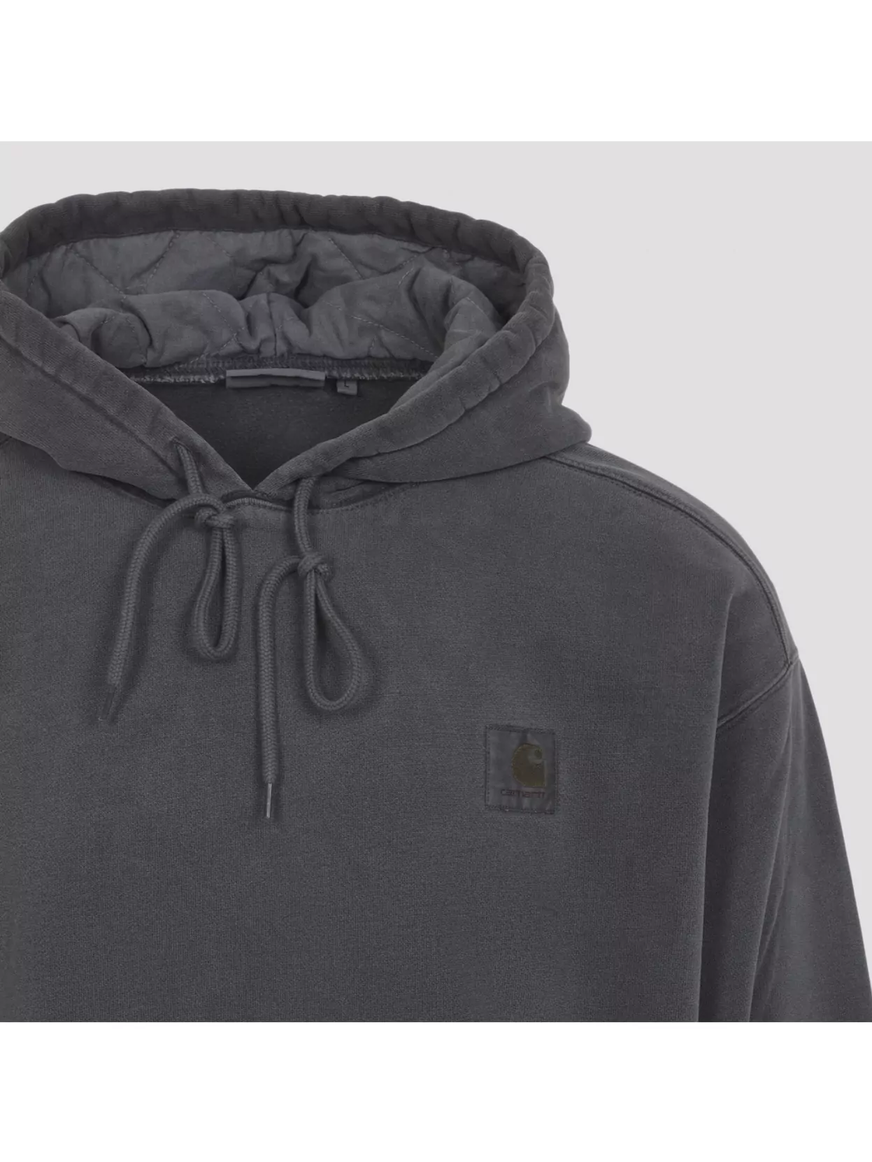 Carhartt Hooded Cotton Vista Sweater With Tonal Details And Logo Patch In Gray