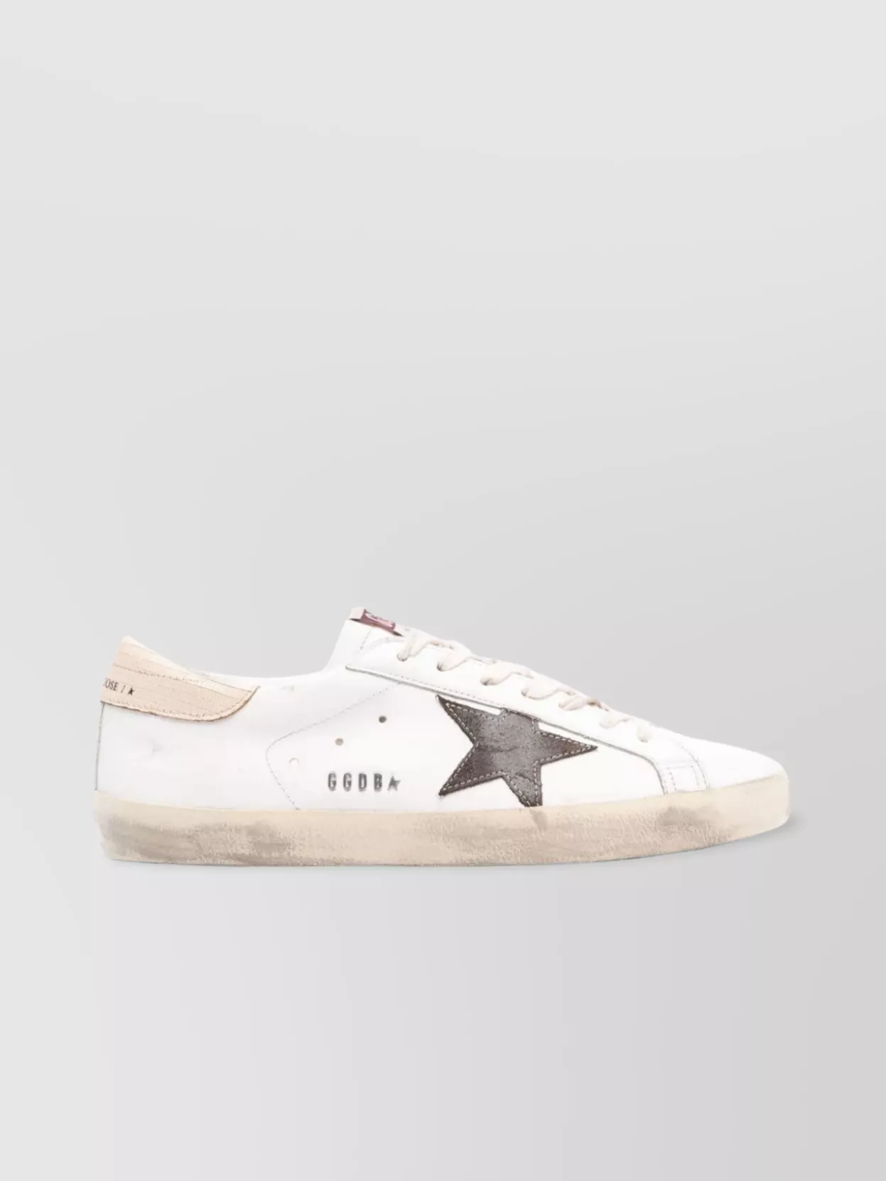 Shop Golden Goose Leather Flatform Sneakers With Distressed Star Patch In White
