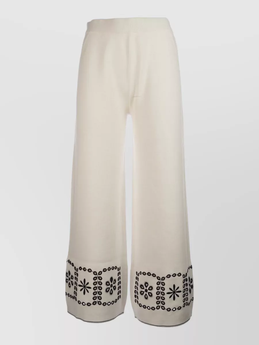 Paul Smith Ankle Length Trousers Wide Leg Embroidery In Neutral