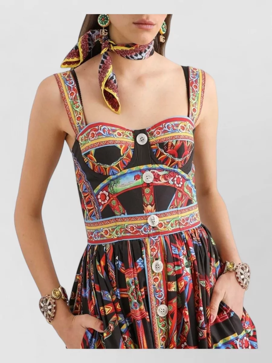 Dolce&Gabbana Cotton Carretto Print Midi Dress