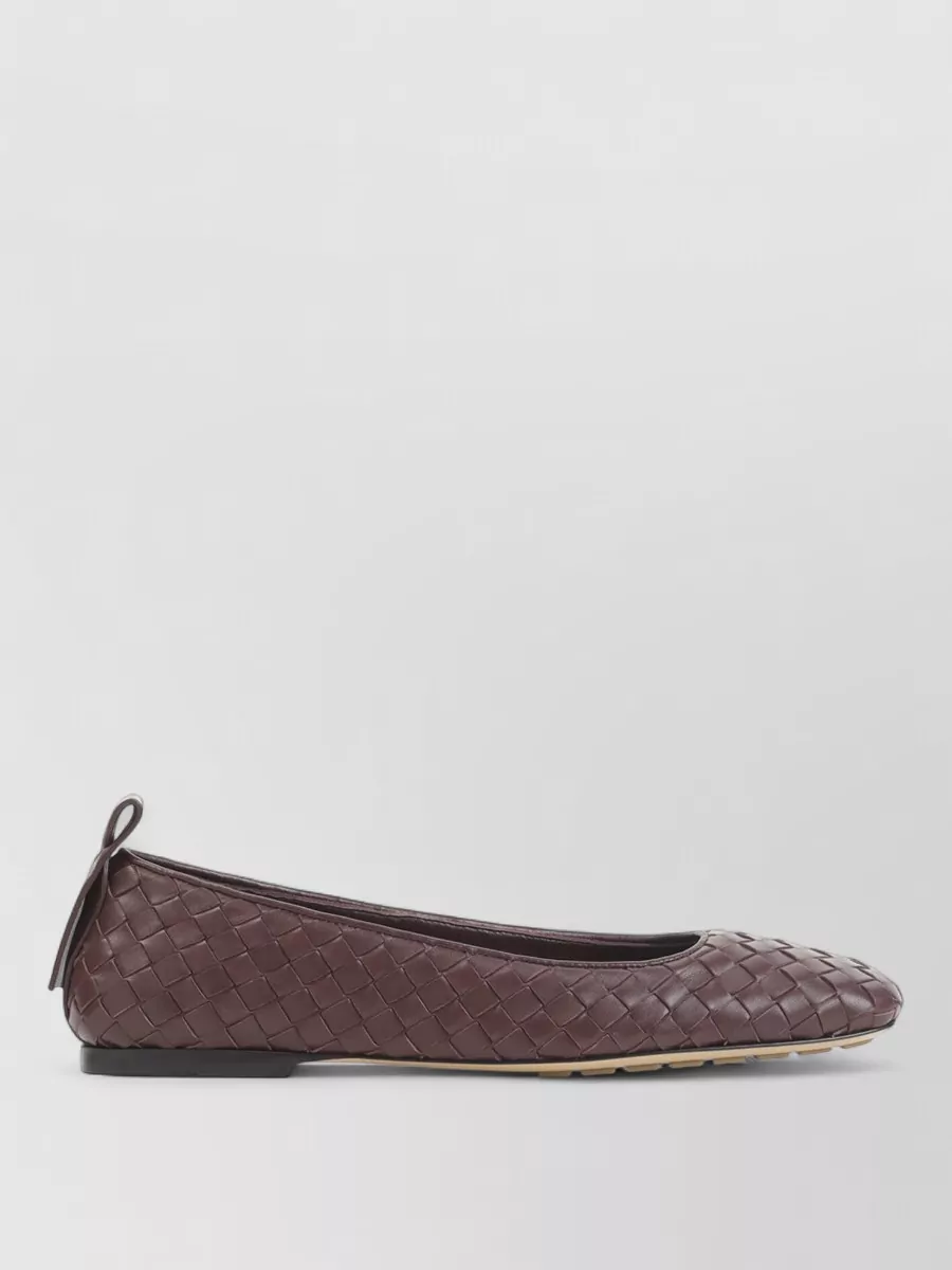 Bottega Veneta Leather Square-Toe Ballerina Flats