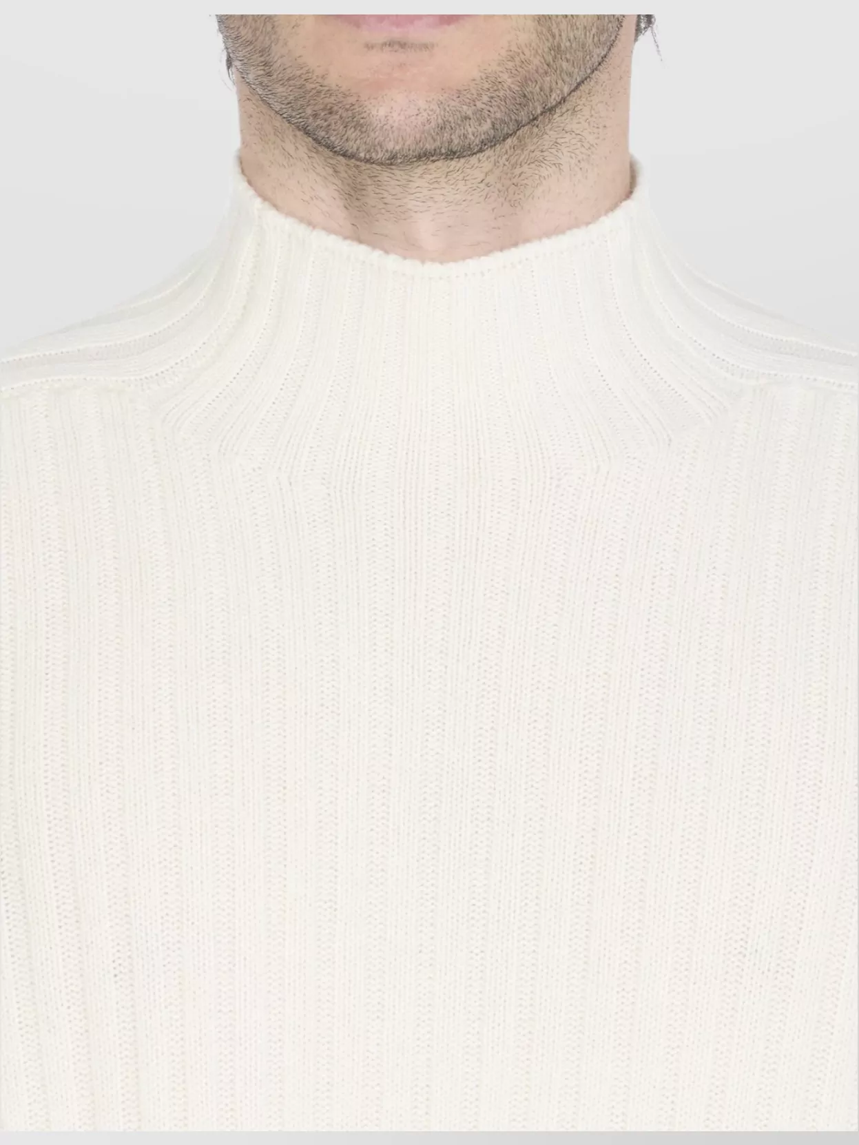 Brunello Cucinelli Ribbed Texture High Neck Sweater In White