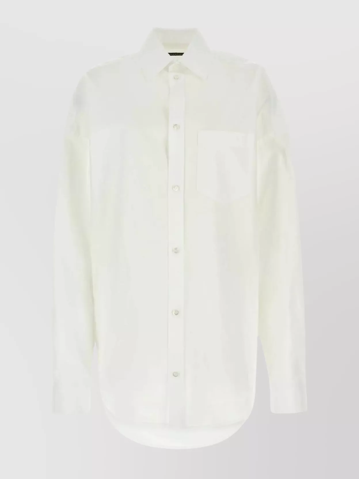 Shop Balenciaga Oversize Cotton Shirt With Round Hemline In Cream