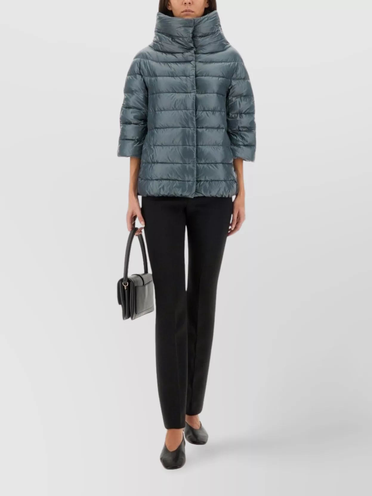 Herno Aminta Padded Quilted Jacket With High Collar In Gray
