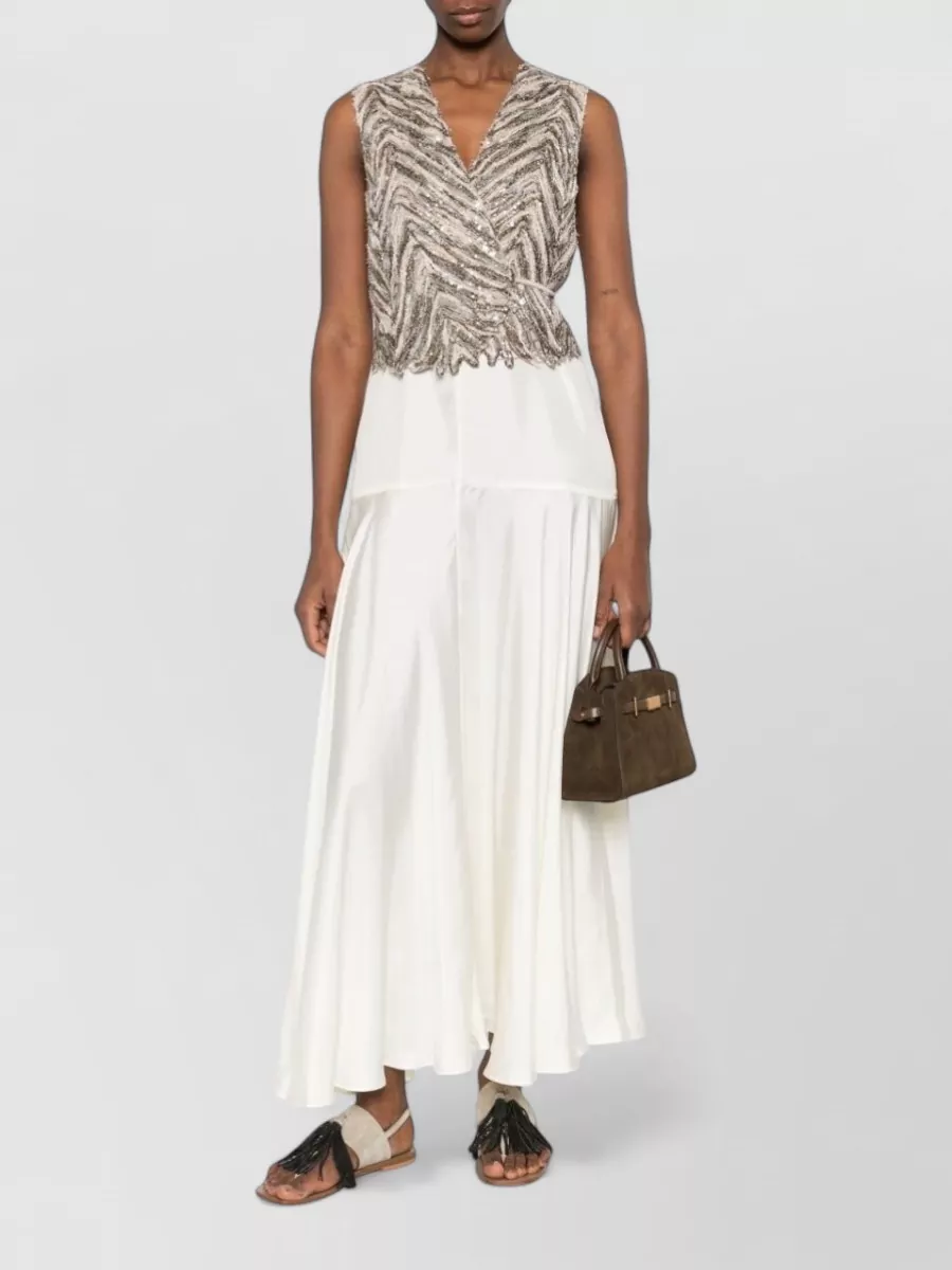 Brunello Cucinelli Silk Sleeveless V-Neck Wrap Knitted Vest