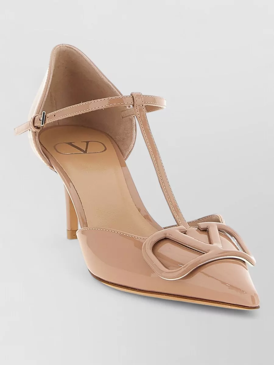 Valentino Garavani Dorsay Pumps Patent Finish Pointed Toe In Neutral