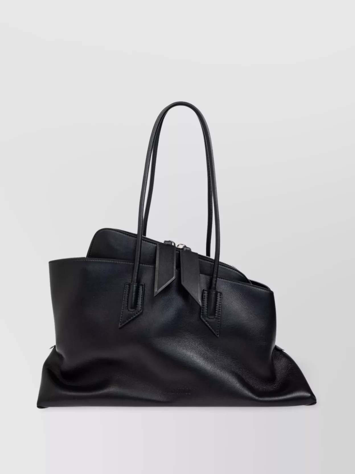 Attico Leather Handle Tote Bag La Passeggiata Medium In Black