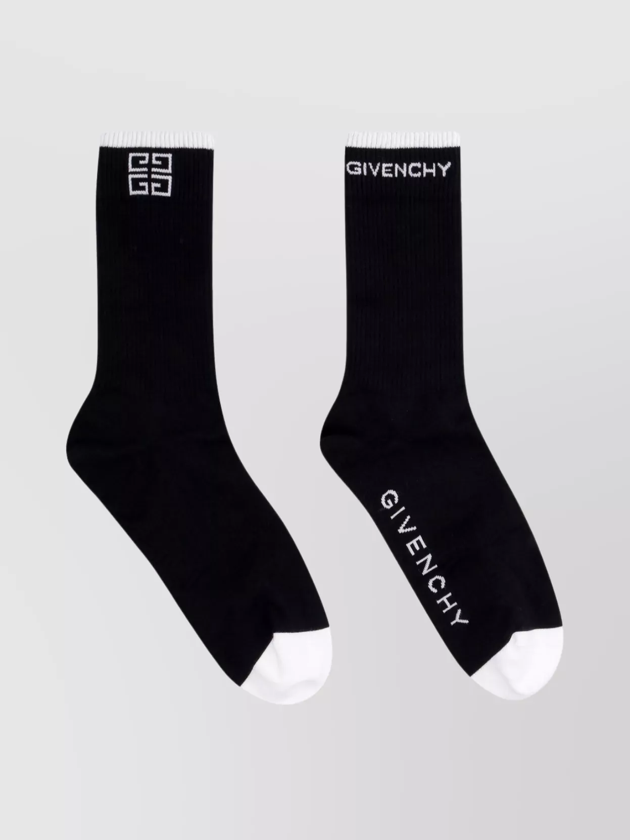 Givenchy Ribbed Texture Socks Contrast Toe Heel In Black