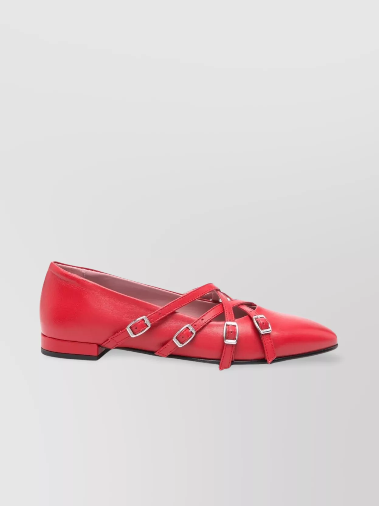 Shop Carel Paris Square Toe Leather Ballet Flats With Cross Straps