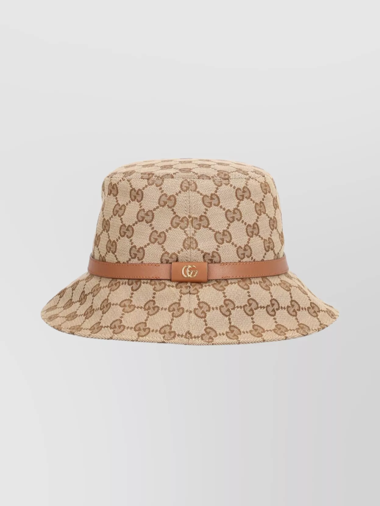 Gucci Wide Brim Cloche Hat With Leather Trim In Brown