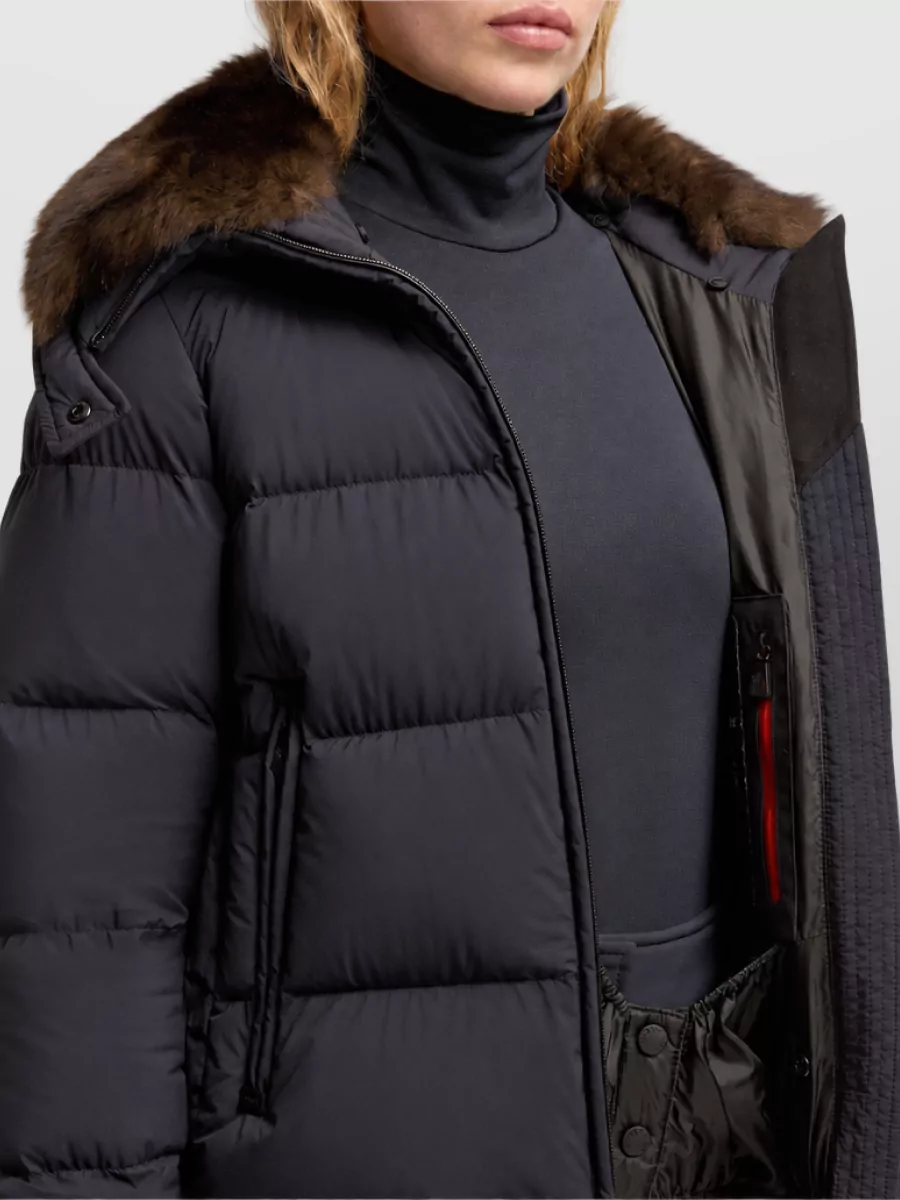 Moncler Shearling Trimmed Down Ski Jacket