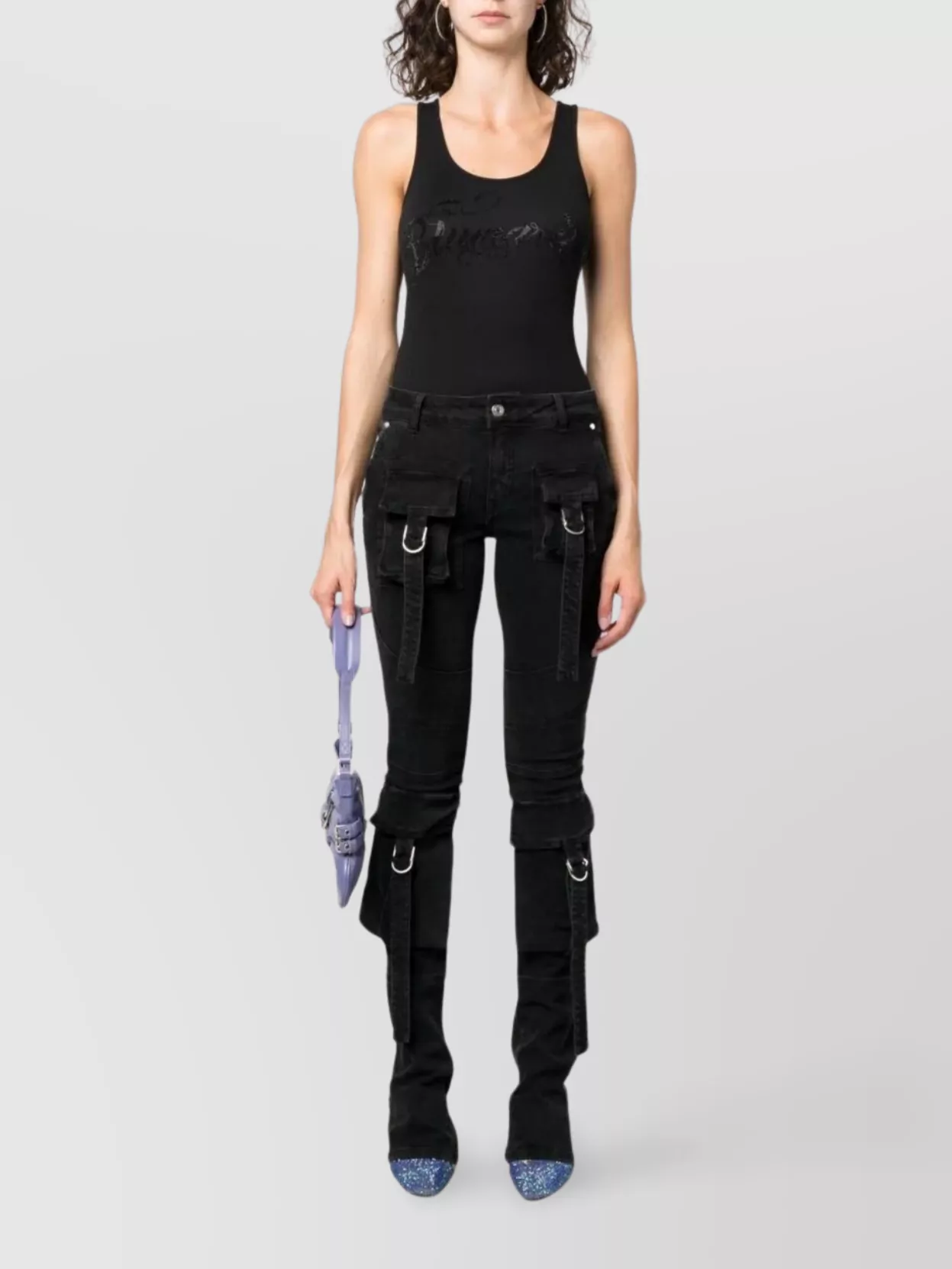Blumarine Signature Sleeveless Scoop Neck Ribbed Top