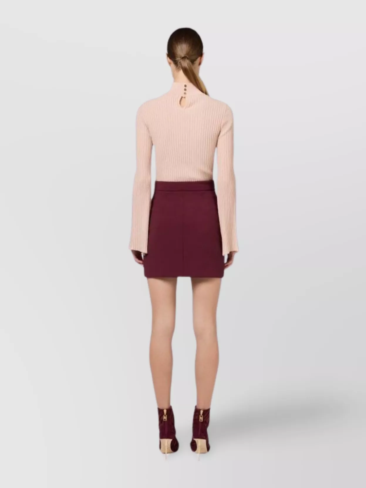 Elisabetta Franchi Chain Detail High-waisted Mini Skirts In Burgundy
