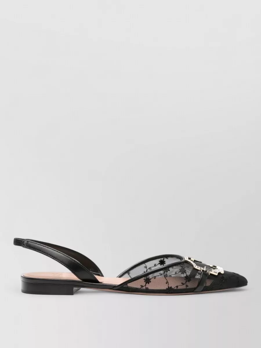 Malone Souliers Embellished Mesh Slingback Ballerina Flats