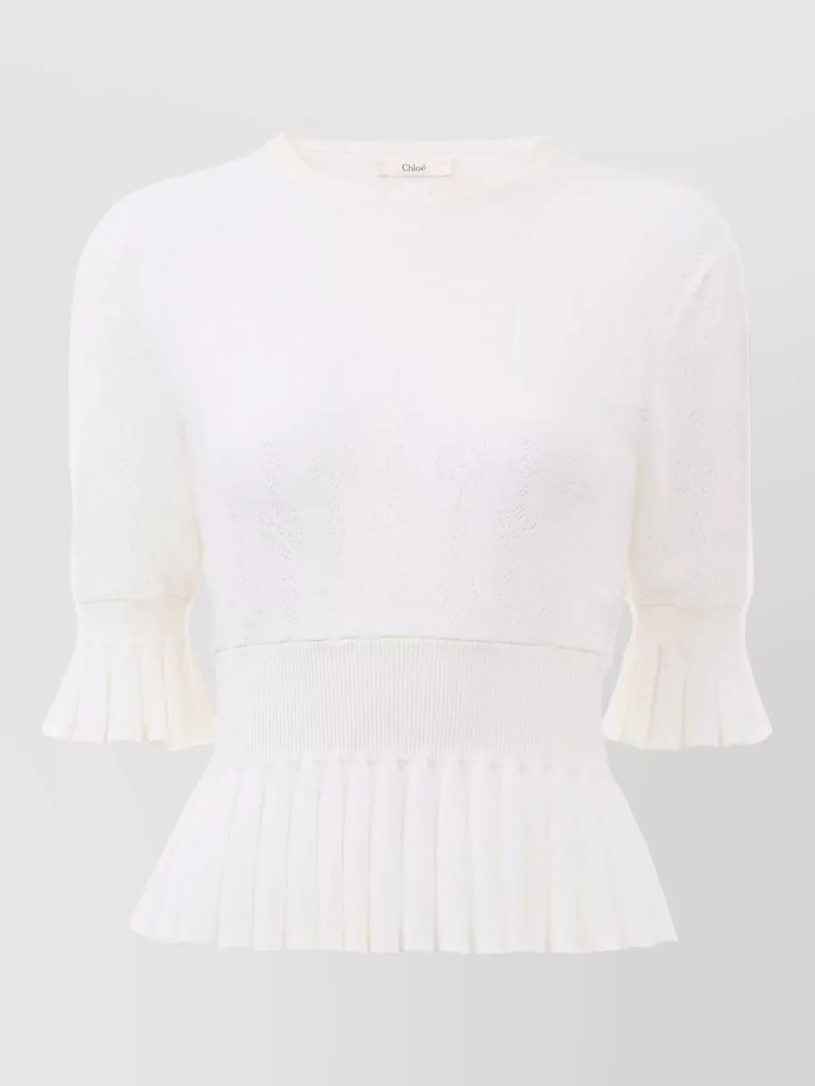 Chloé Wool ruffled cropped sweater