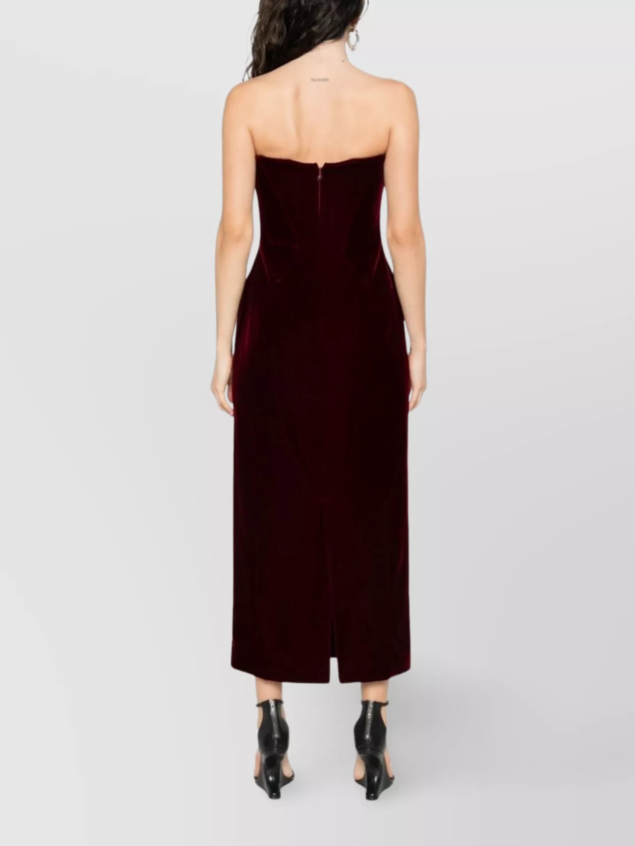 Mugler Strapless Velvet Sweetheart Maxi Dress