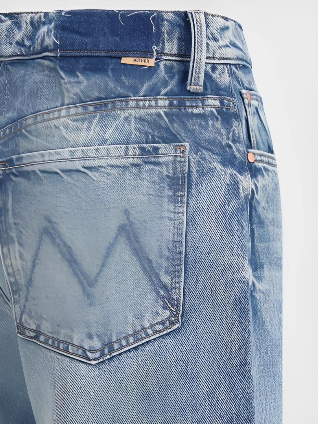 Mother Womens Enjoy The Ride Rambler Faded-wash Straight-leg Mid-rise Stretch-denim Blend Jeans