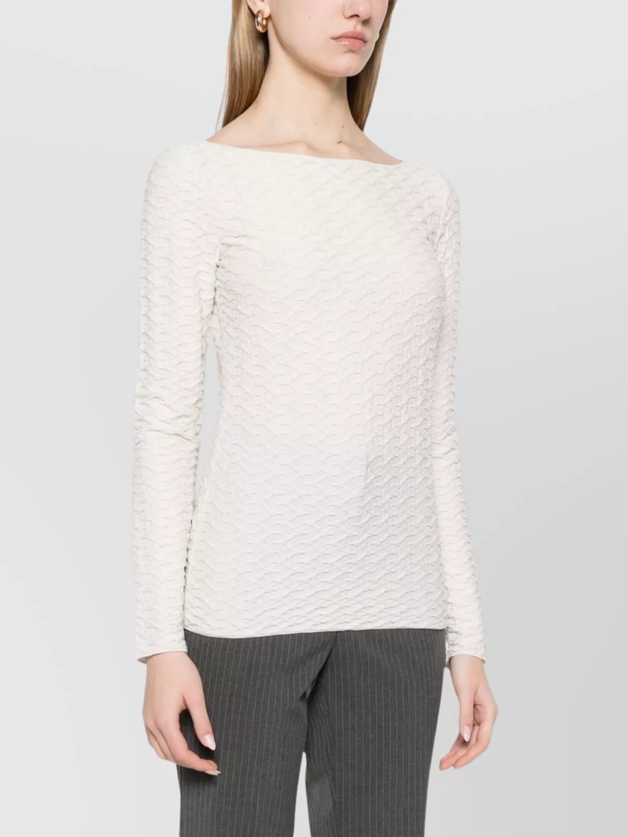 Emporio Armani Boat-Neck Top Crew Neck Finish