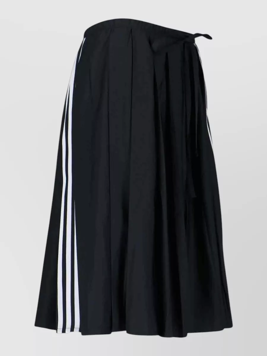 Adidas Midi Skirt Elastic Waist Pleated Side Stripes