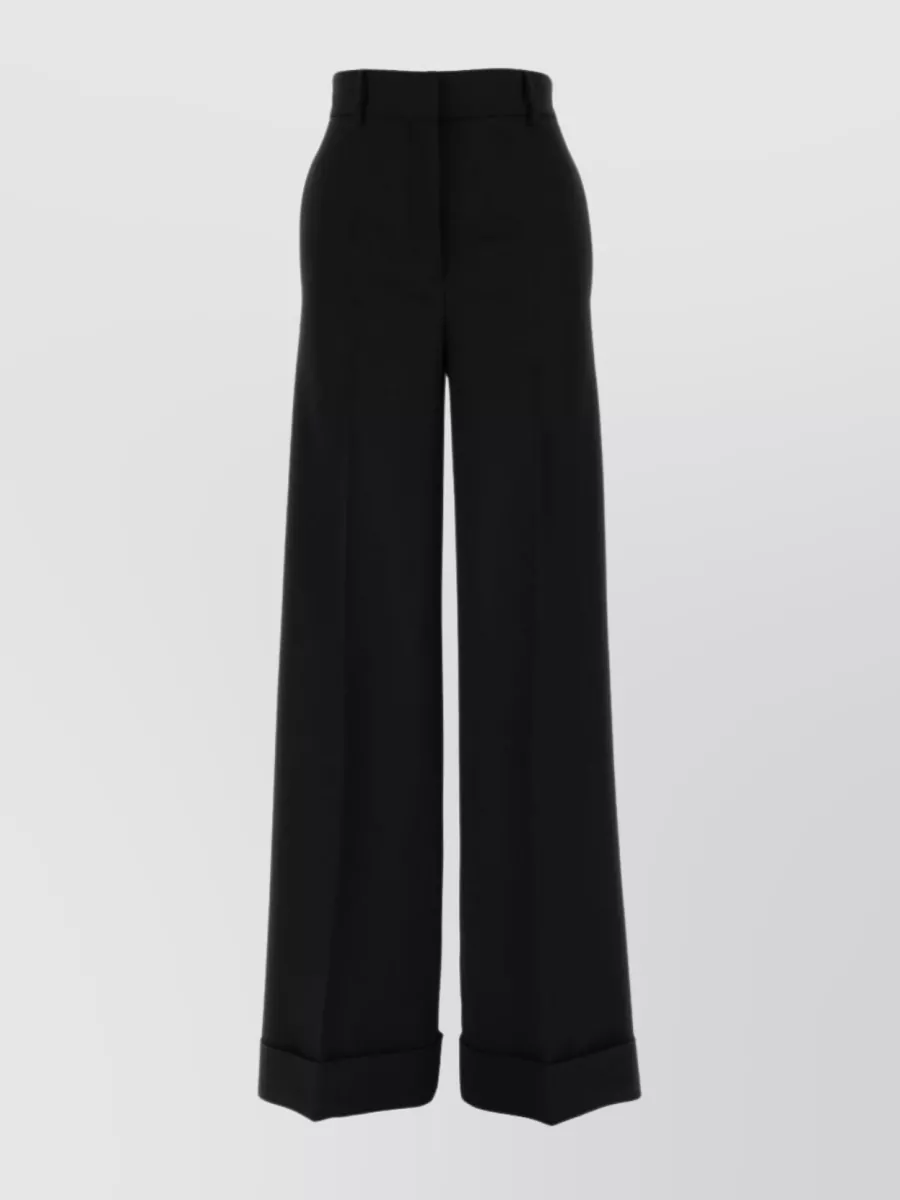 Shop Moschino Folded Hemline Wide-leg Pant In Black