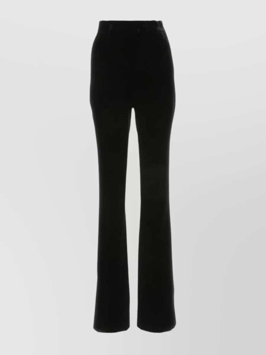 Shop Saint Laurent Velvet Flare Pant With Waistband And Back Pockets In Black
