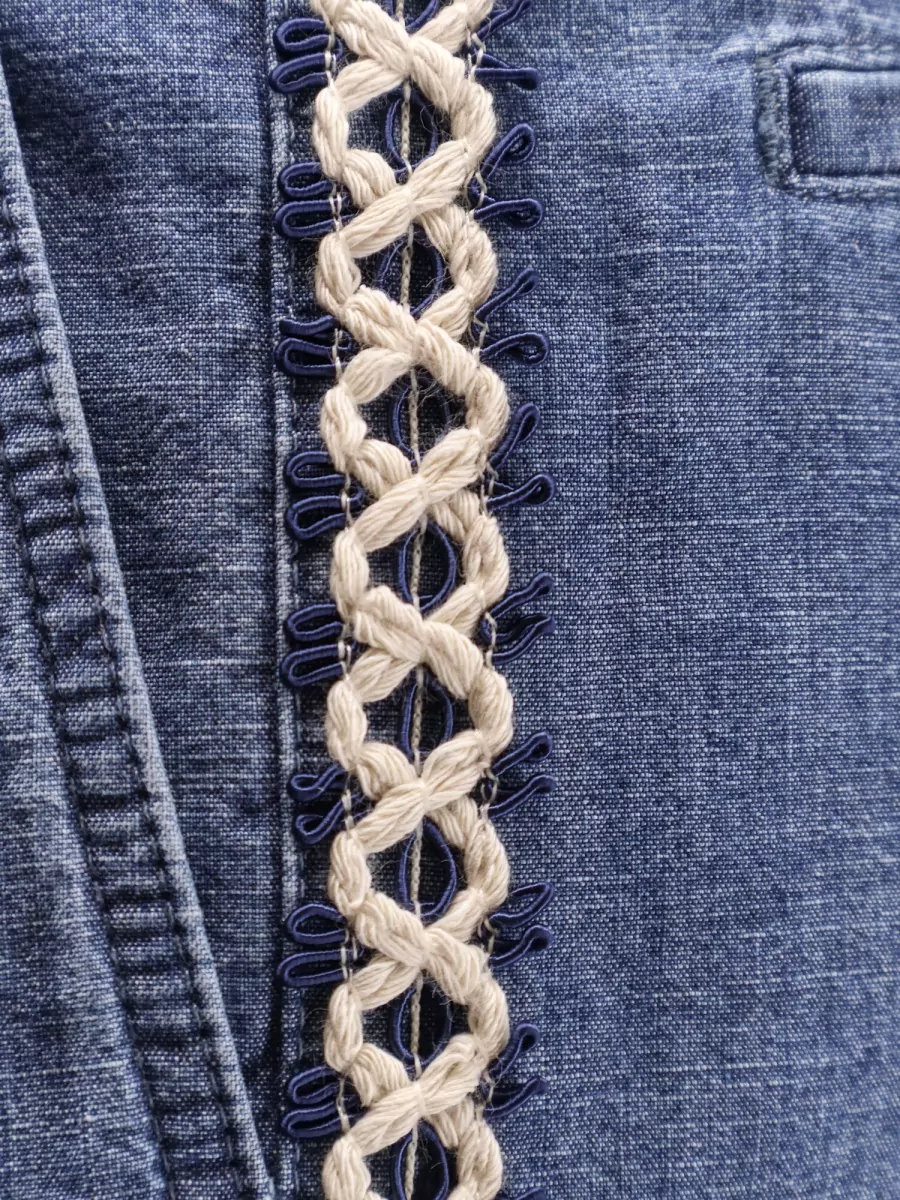 Valentino Denim Shorts Braided Trim Belt Loop Design