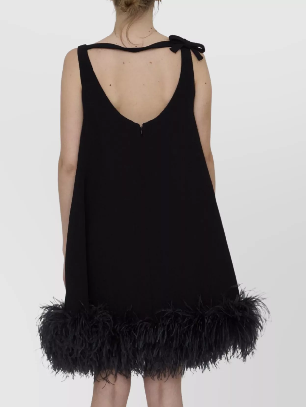 Valentino Mini Dress With Feathers In Black