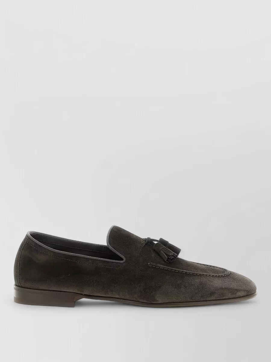 Brunello Cucinelli Penny Loafer Tassel Suede Almond Toe