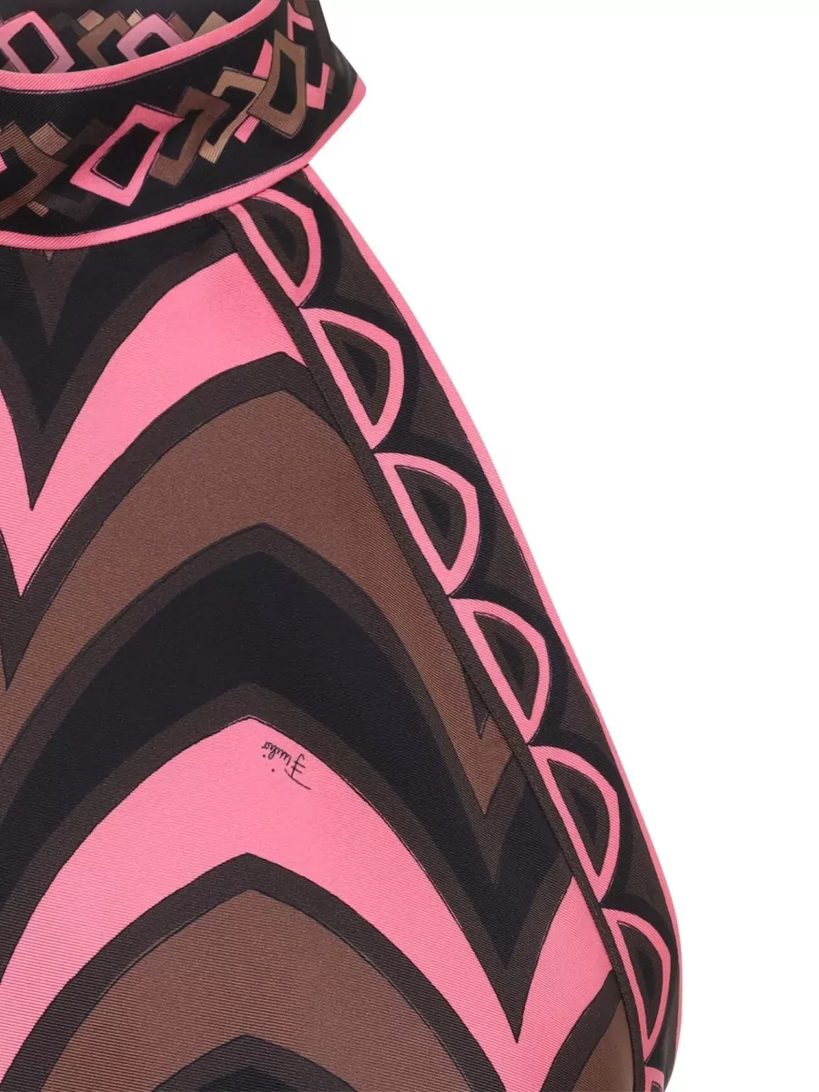 Pucci Silk Sleeveless Halterneck Asymmetric Printed Long Beach Dress