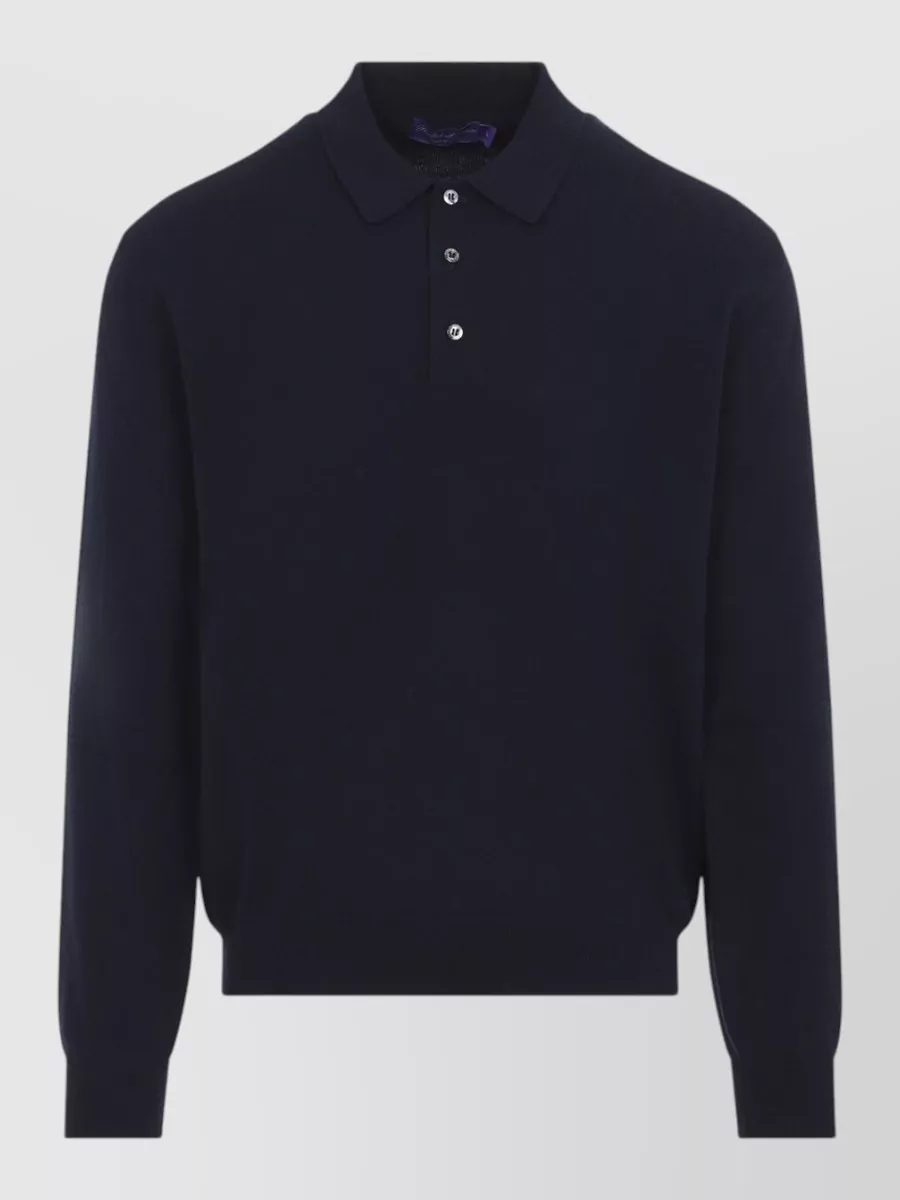 Ralph Lauren Purple Label cashmere fine-knit long-sleeve polo shirt