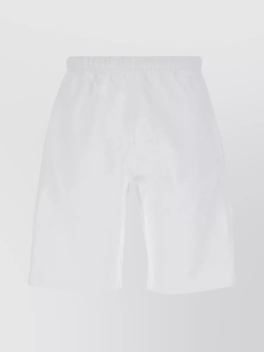 Shop Kenzo Cotton Bermuda Shorts With Embroidered Flower Detail In White