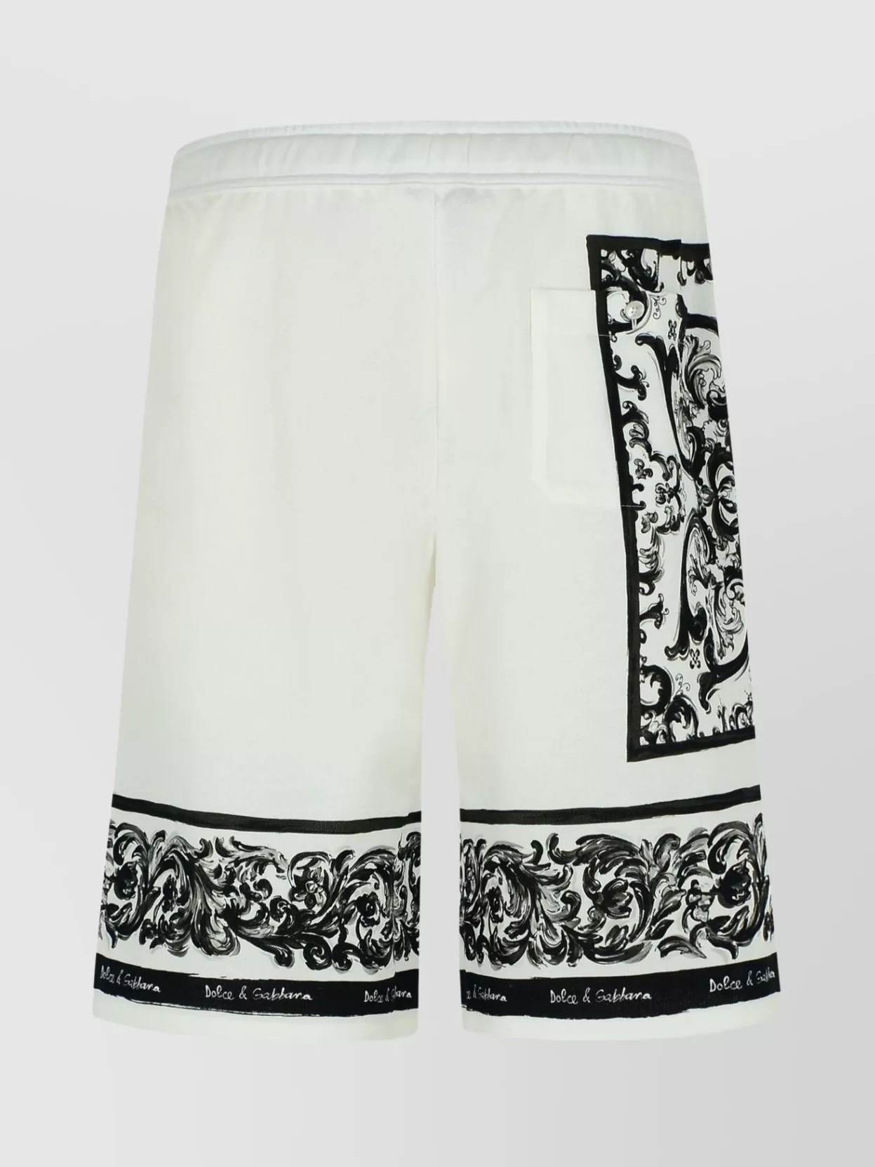 Dolce & Gabbana Majolica-print Knee Length Bermuda Shorts With Side And Back Pockets In White