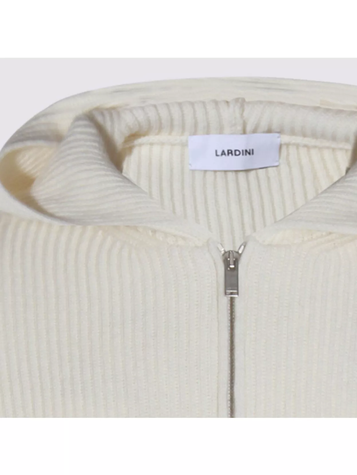 Lardini Crewneck Sweater With Front Pockets And Hood In White