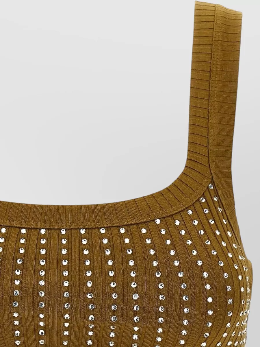 The Attico Ribbed Square Neck Bra Top Wide Straps