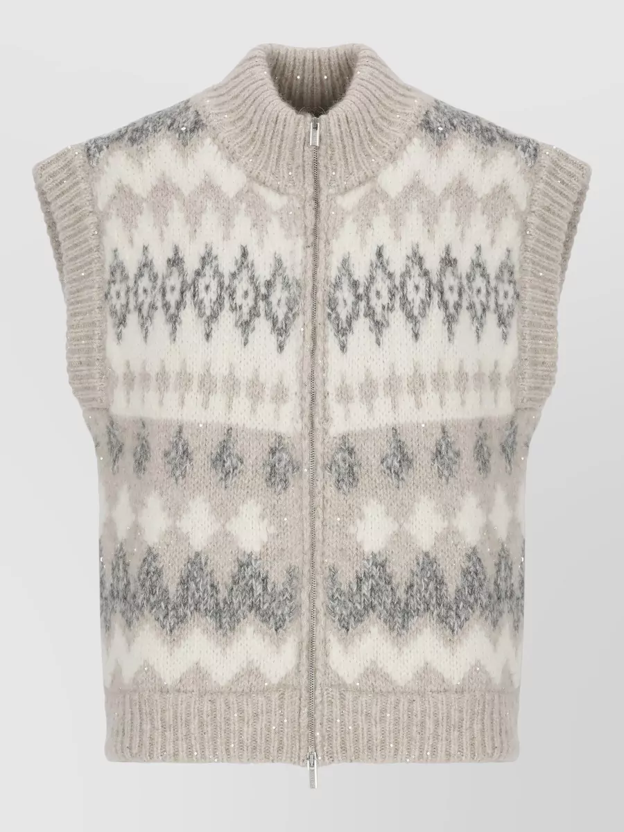 Peserico Ribbed sequined sleeveless cardigan