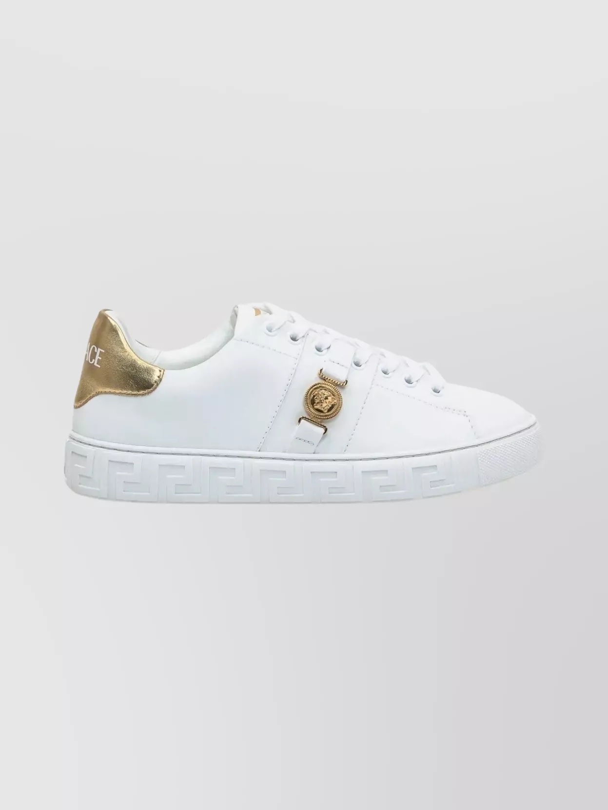 Versace Flat Sole Low-Top Sneakers With Greek Key