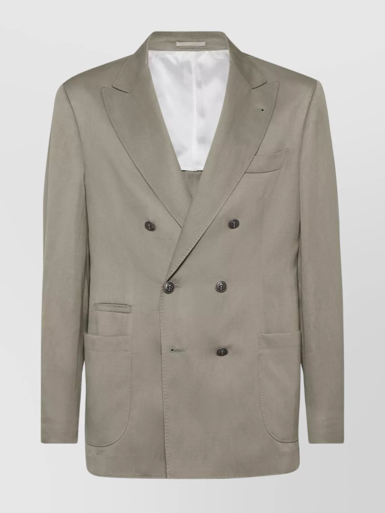 Brunello Cucinelli Silk And Linen Jacket In Green