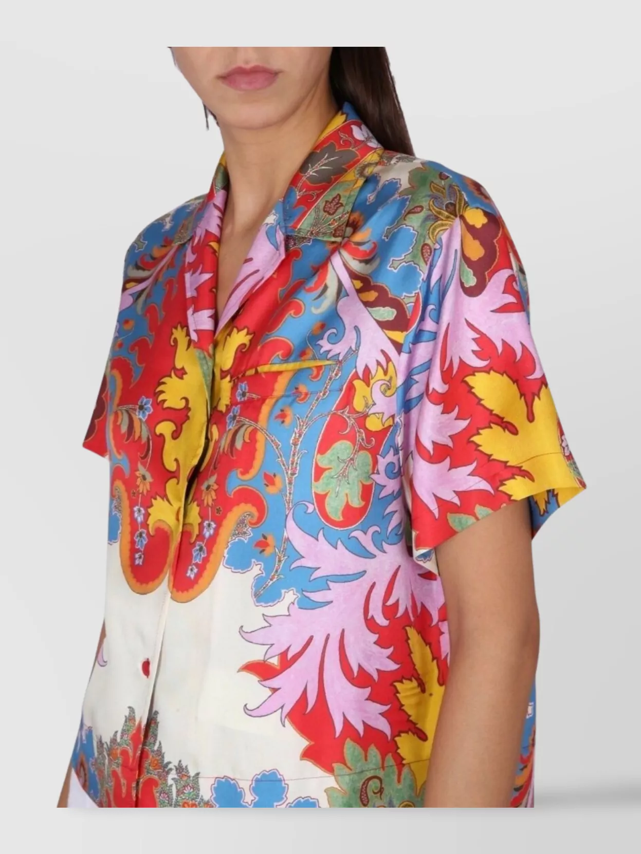 Etro Silk Shirt Collared Neck Colorful Print