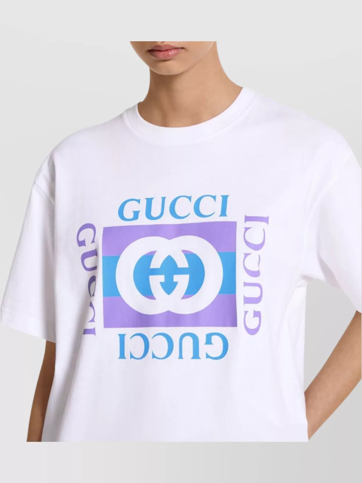 Gucci Women Logo Cotton T-shirt In White