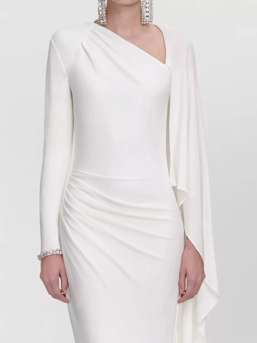 Self-Portrait Draped Asymmetric Long-Sleeve Maxi Dress