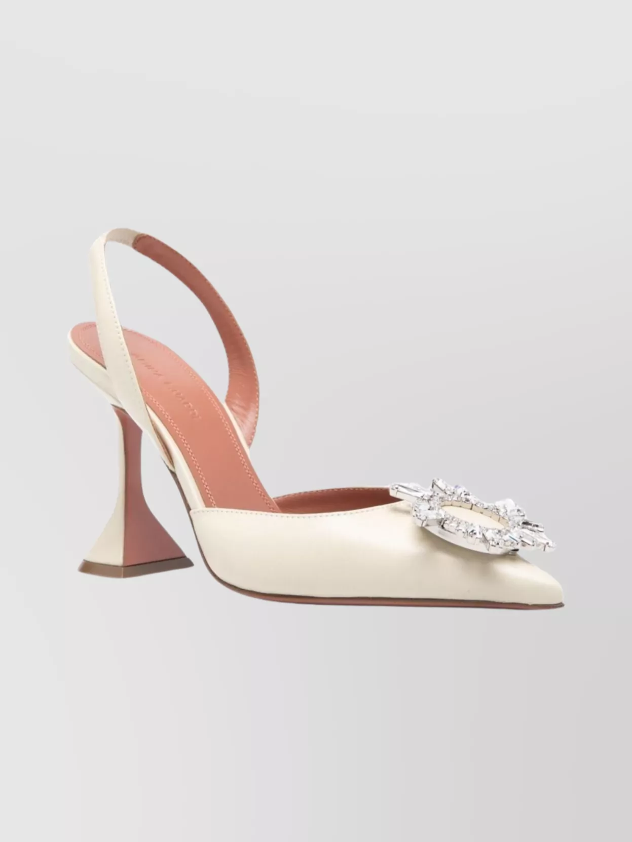 Amina Muaddi Slingback Pumps With Unique Heel Design In White