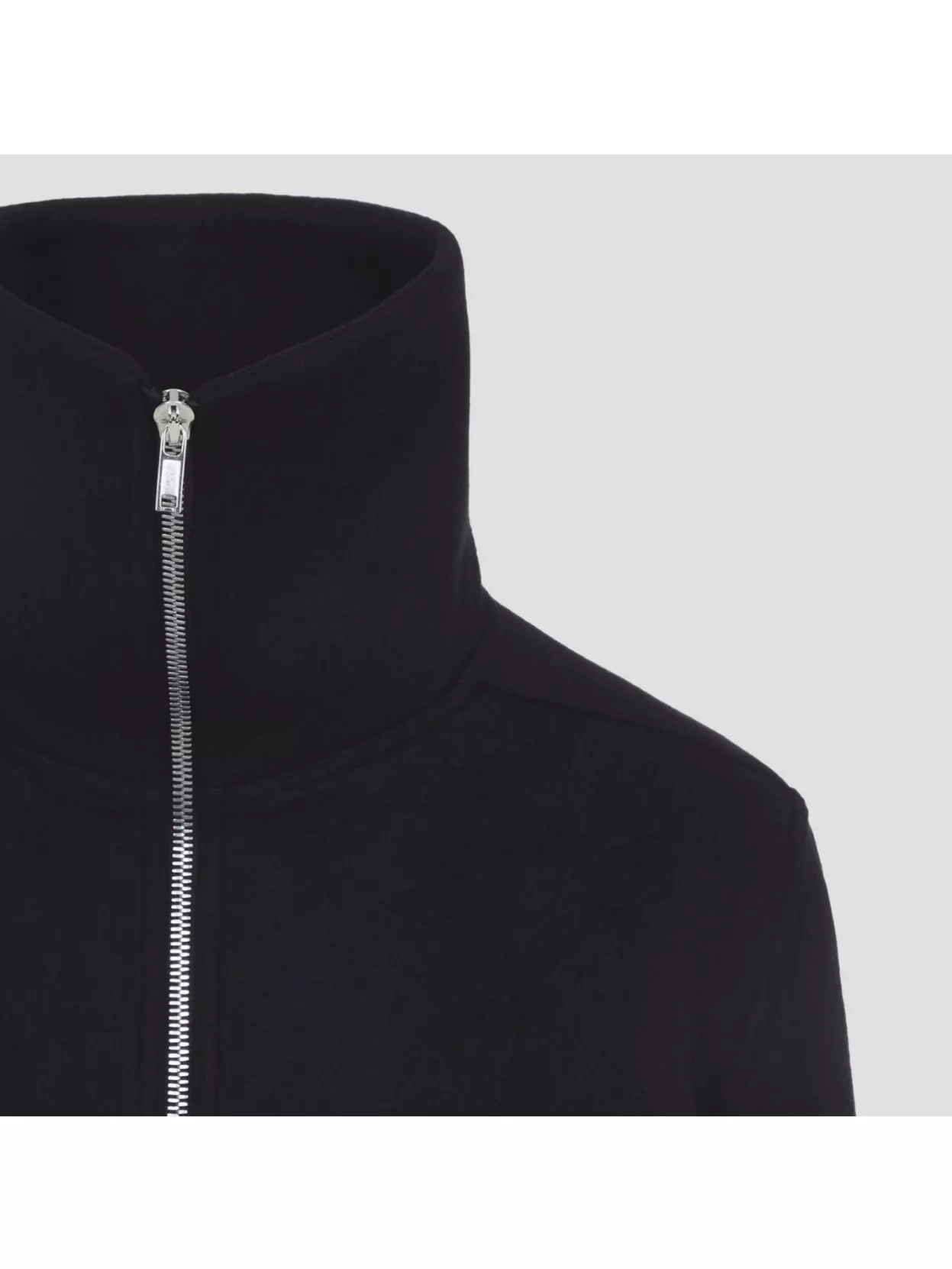 Rick Owens High Collar Jacket With Ribbed Cuffs And Hem