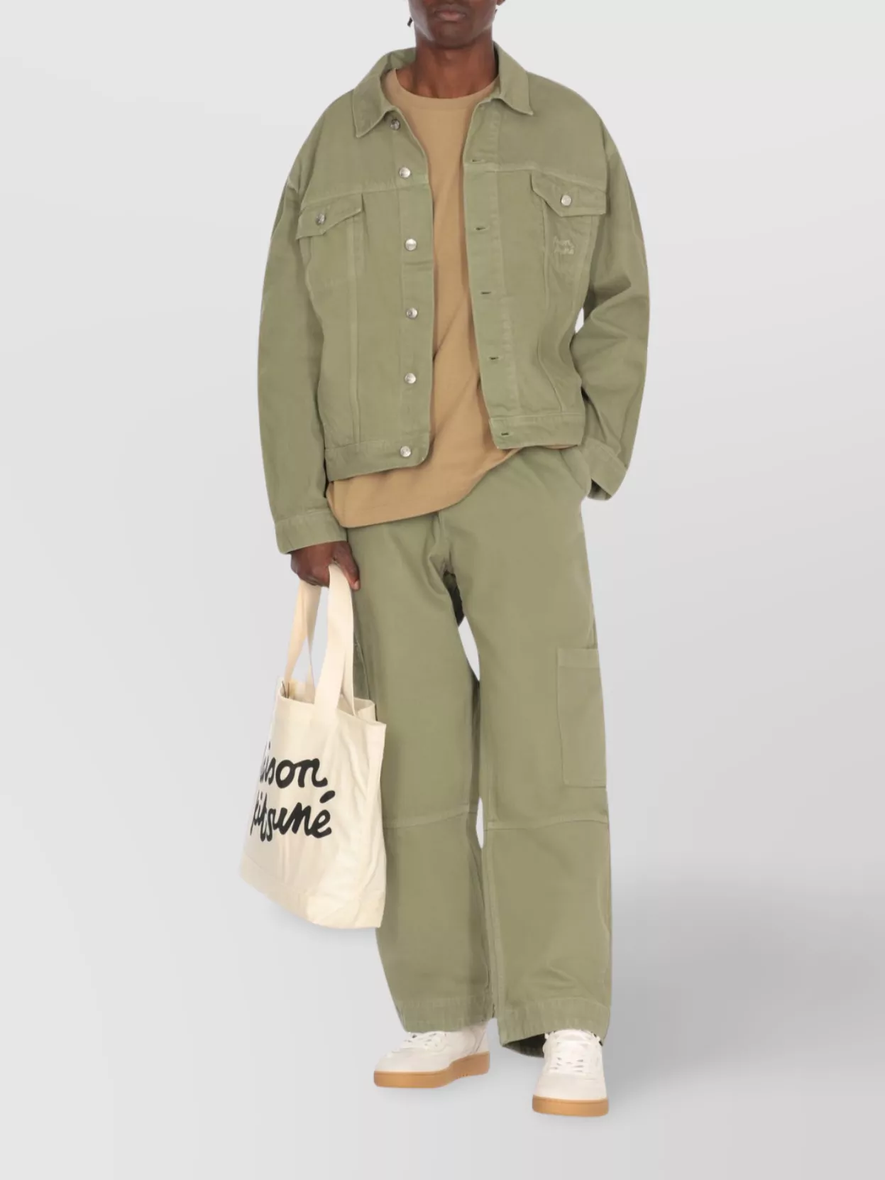 Maison Kitsuné Straight Leg Cotton Trousers With Cargo Pockets
