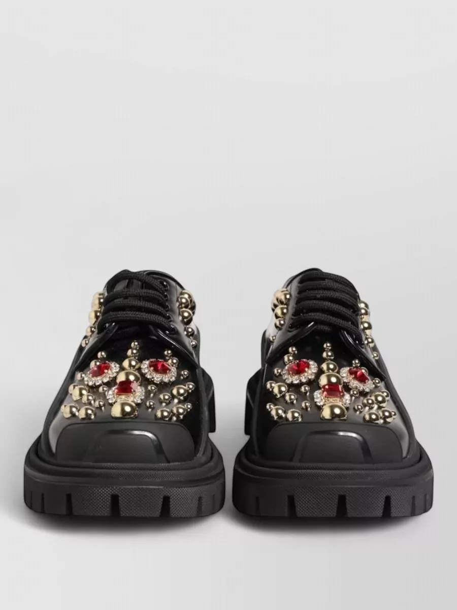 Dolce&Gabbana leather crystal-embellished derby shoes
