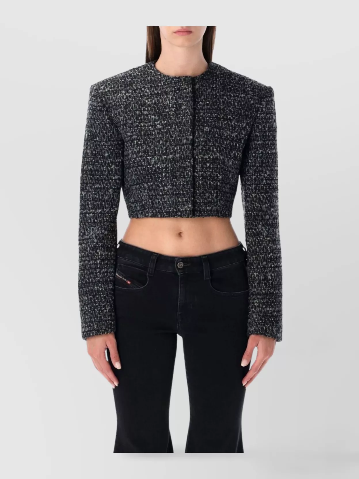 Diesel Cropped Tweed Jacket Long Sleeves