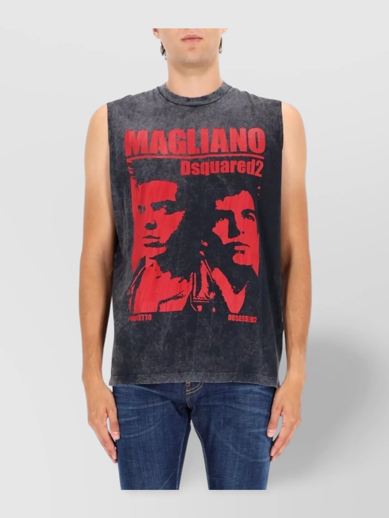 Dsquared2 Graphic Print Sleeveless Crew Neck T-shirt In Multi