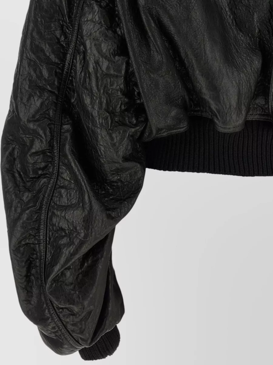 Rick Owens Lamb Leather Cropped Bomber Jacket