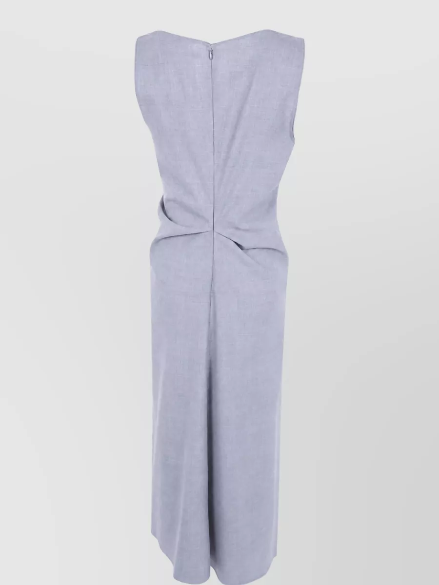Victoria Beckham Virgin Wool Draped Tailored Midi Dress