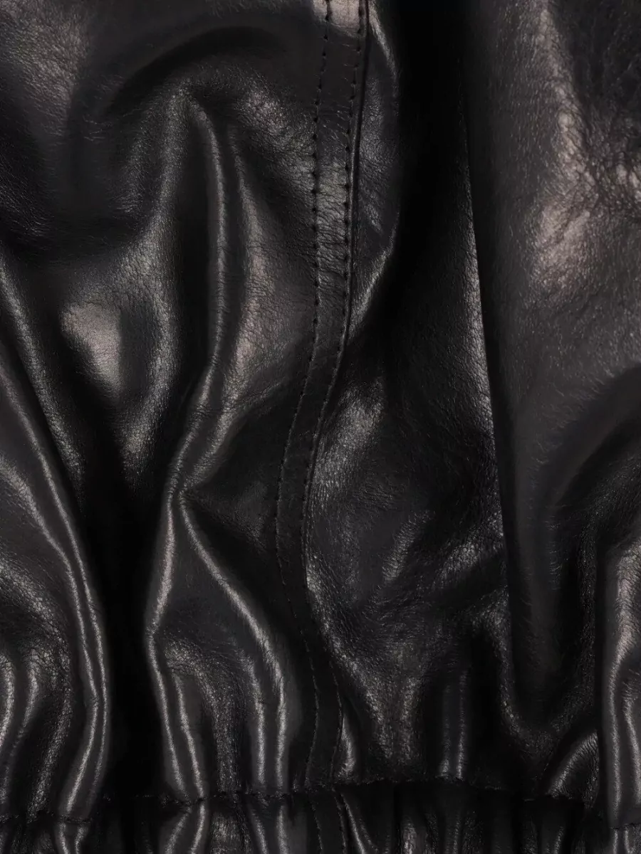 Rick Owens Leather Collared Bomber Jacket